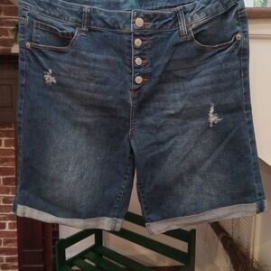 Stylish Blue Button-Up Jean Shorts